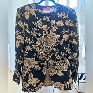 Elegant Floral Black and Gold Women's Jacket